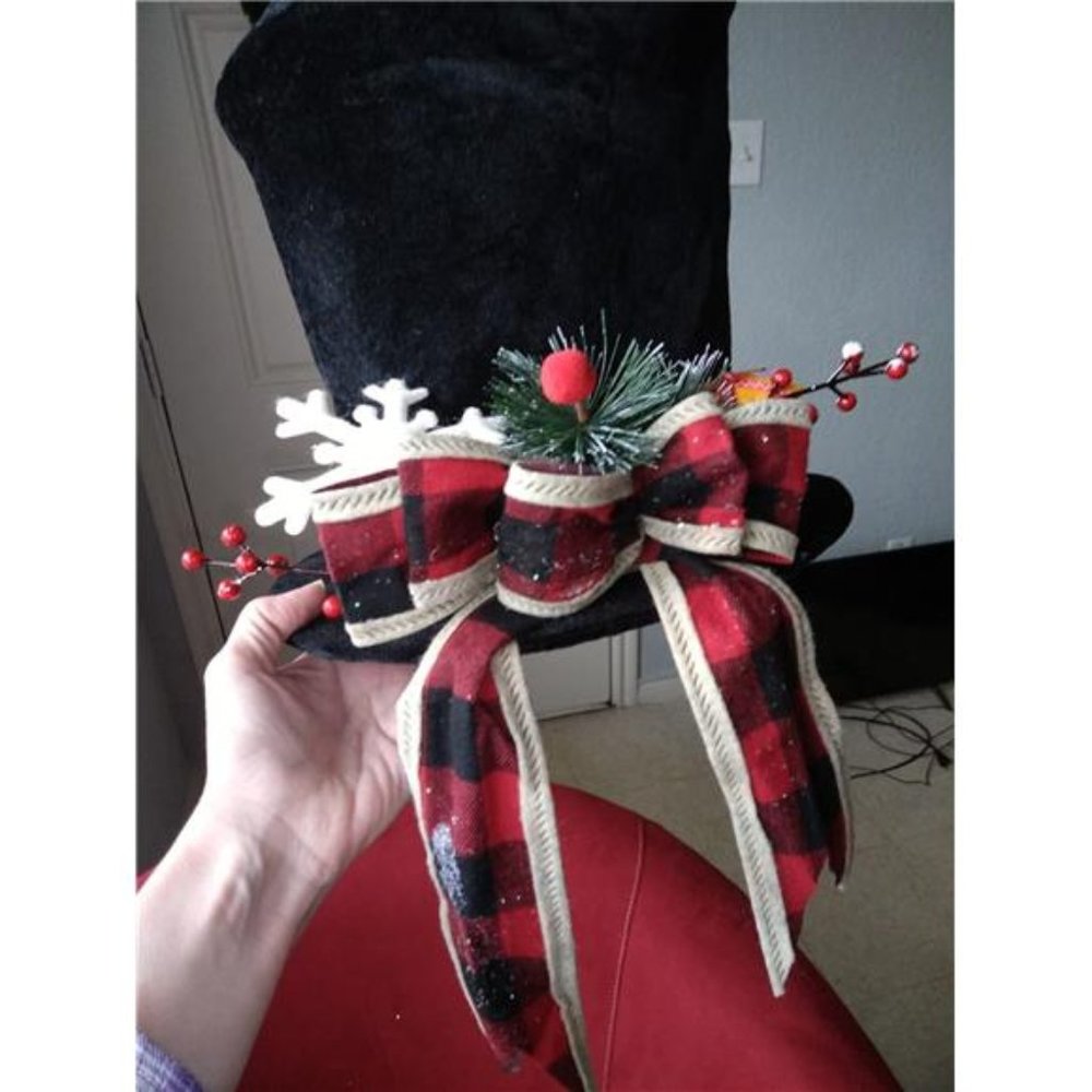 Christmas Tree Topper Hat, Black Velvet Hat 12" x 9" Inches